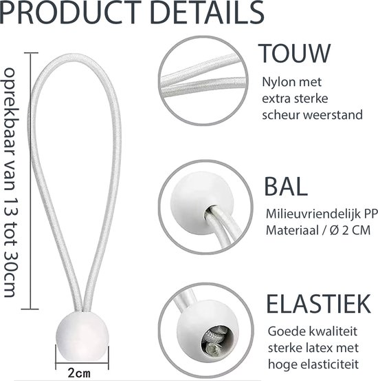 Partytent elastiek wit - Set van 25 stuks van Bo-Camp — afbeelding 2