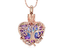 As ketting boom van het leven met paars hart