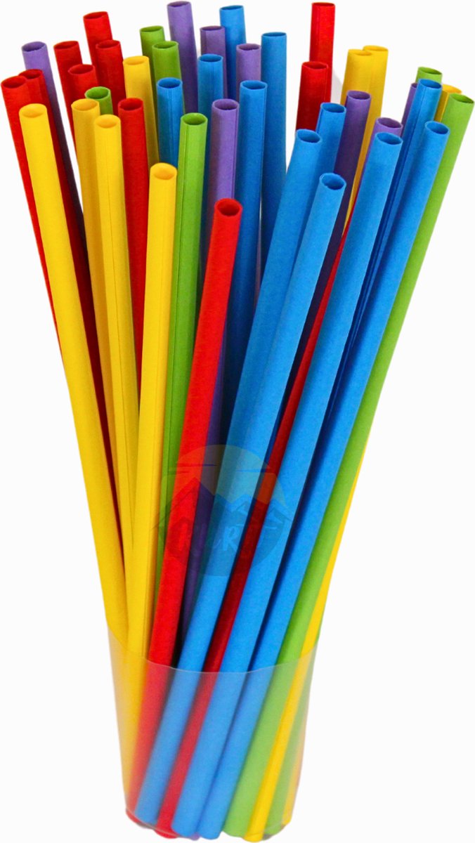 Kurtt 150 Papieren rietjes biologisch afbreekbaar herbruikbaar cocktail rietjes 240x7mm kleurrijk papier geschikt voor feestjes bruiloften en gelegenheden feestrietjes