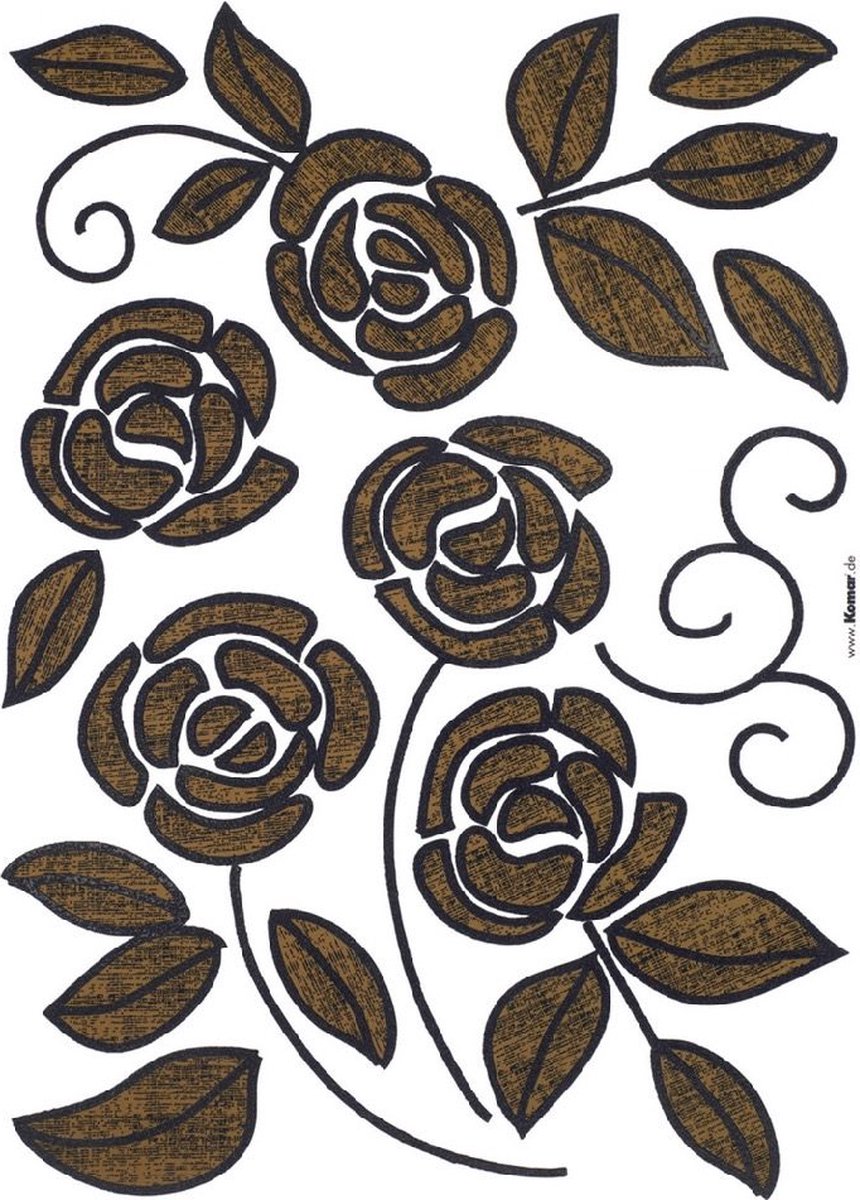 Komar - Muursticker - Bruin - Rozen - Zelfklevend - Muurdecoratie - Stickers - 50 x 70 cm