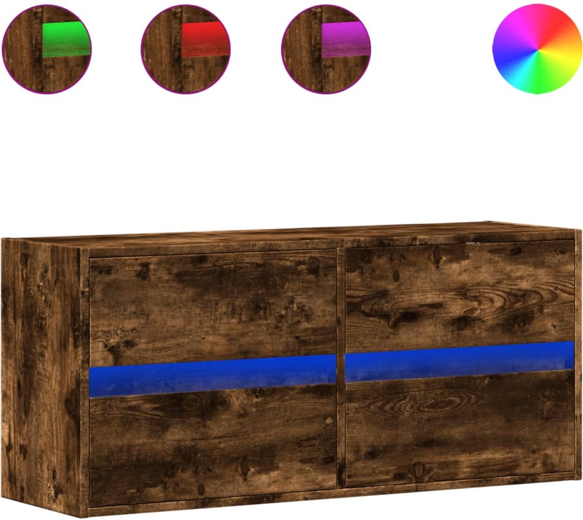 vidaXL - Tv-wandmeubel - met - LED-verlichting - 100x31x45 - cm - gerookt - eiken