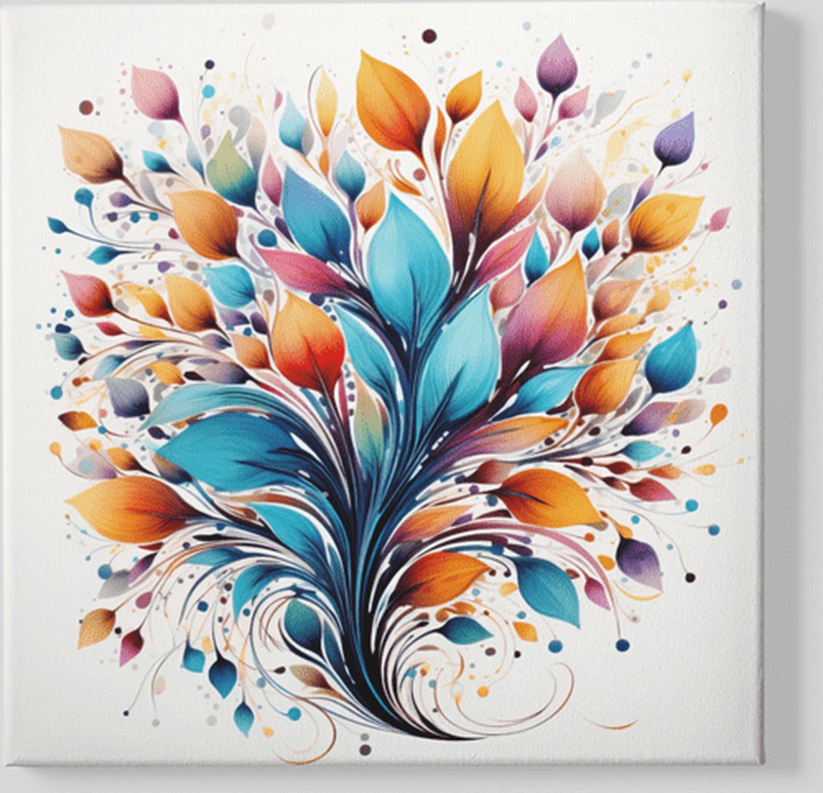 Trendex Global Vierkant Canvas Schilderij - Kleurrijke Plant - 40x40x2 cm