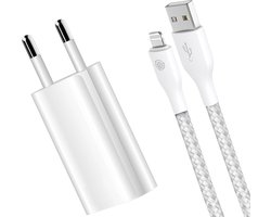 USB Stekker met Oplader Kabel 2 Meter geschikt voor iPhone 6, 7, 8, SE, X, Xr, Xs, Max, Plus, Lightning naar USB Kabel