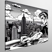 Pop art zwart wit schilderij | Monochrome meesterwerk: een levendige ode aan de popcultuur | Kunst - 100x100 centimeter op Canvas | Foto op Canvas