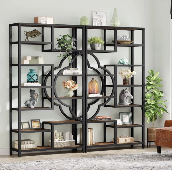 Boekenkast SONOMA, Industriële Stijl, 4 Planken Met Stalen Constructie Modern En Functioneel Design Kleur Eiken Sonoma En Zwart 155 X 74 X 30 Cm