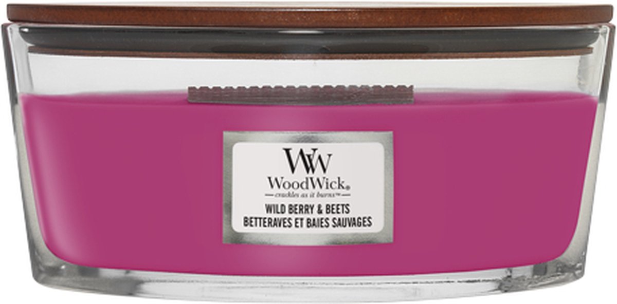 WoodWick Heartwick Flame Ellipse Geurkaars - Wild Berry & Beets - 50 branduren Roze