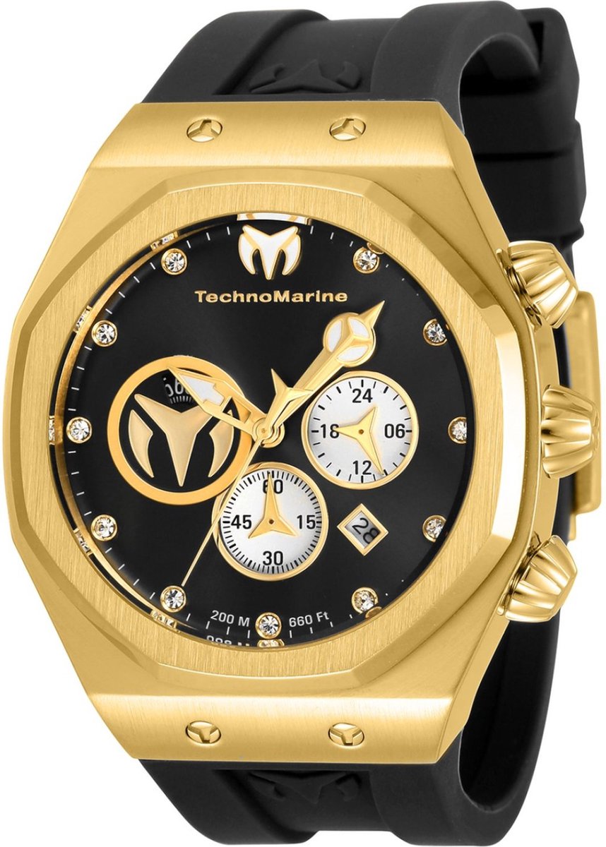 TechnoMarine Reef TM-520002 Heren Horloge - Waterdicht - Analoog - Quartz Uurwerk - Roestvrij Staal met zwarte Wijzerplaat - 45mm