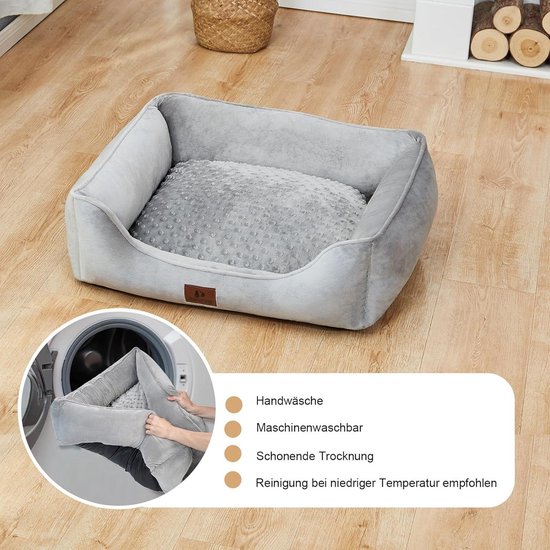 Lit pour chien lavable moelleux et douillet - lit pour petit chat - Snocyo - gris - lit pour chien moelleux 55 x 45 x 16 cm
