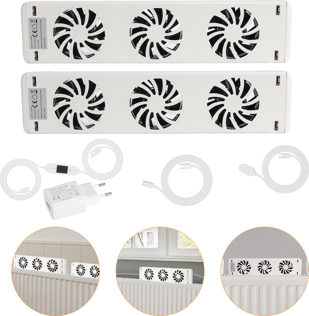 Radiator Ventilator - Ultrazuinig - Magnetisch Past op elke radiator & Makkelijk te installeren - Energie besparen door betere warmteverdeling Duo set