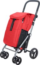 Carlett Classic Duo Boodschappentrolley - Tasinhoud 53L - Koelvak 10L - 4 wielen - Lichtgewicht - Opvouwbaar - Rood
