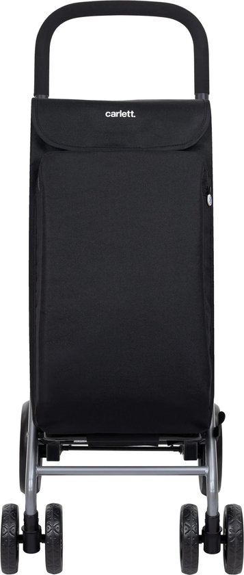 Carlett Lite Duo Boodschappentrolley - Tasinhoud 48L - Koelvak 10L - 4 wielen - Lichtgewicht - Opvouwbaar - Zwart