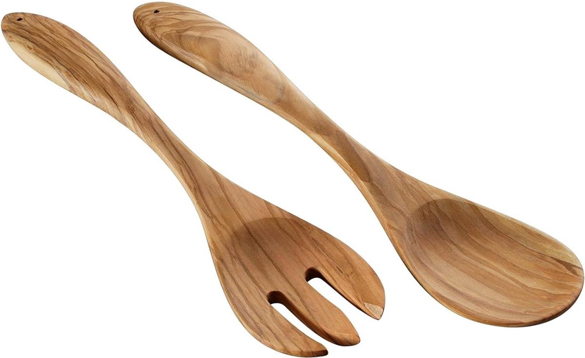 Saladebestek - 30 cm - Exclusief - Hout - Zilver