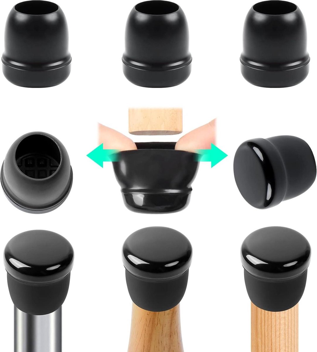 Image of 24 stuks stoelpootdoppen schuifregelaars voor tapijt - vloerbeschermers - siliconen meubelpootdoppen - glijders - geen krassen - 19-25"
