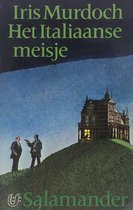 Boekcover met de titel Iris Murdoch Het Italiaanse meisje. Twee mannen staan op een heuvel bij een groot huis.