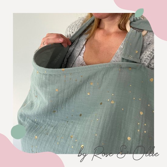 Foto: Rose ollie borstvoedingsdoek zeegroen sparkle oeko tex nursing cover