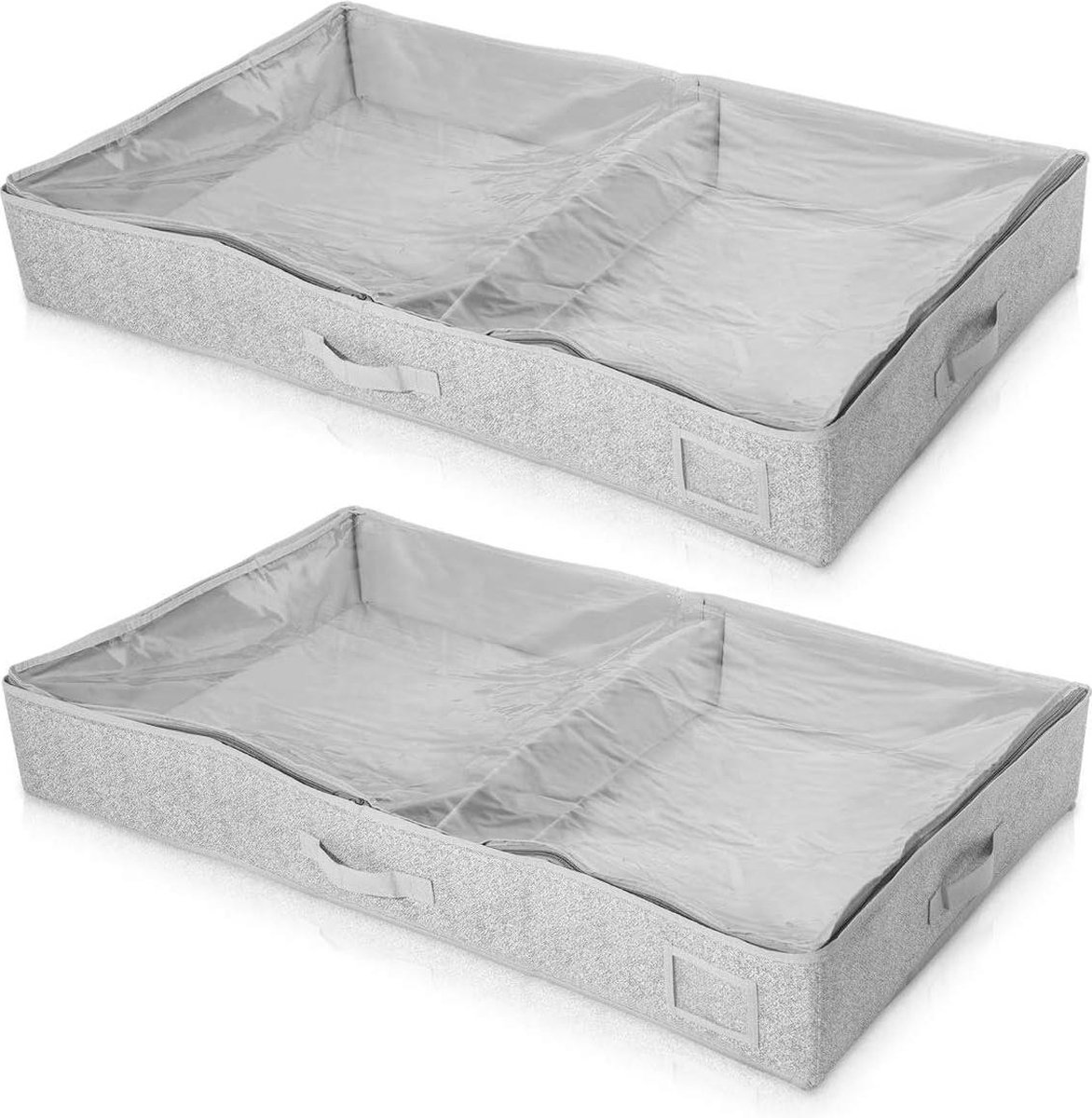 Opbergtas 91x50x14 cm - Onder het bed - 2x set - Ademend polyester fleece - Grijs