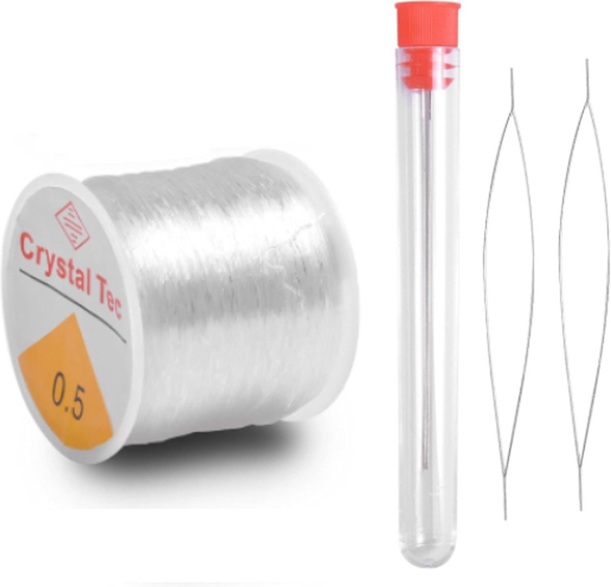 Elastisch Draad Sieraden 0,5 mm Transparant – Nylon Draad voor Zaadkralen & Armbandjes – Rijgdraad 100 m – Incl. 2 Rijgnaalden