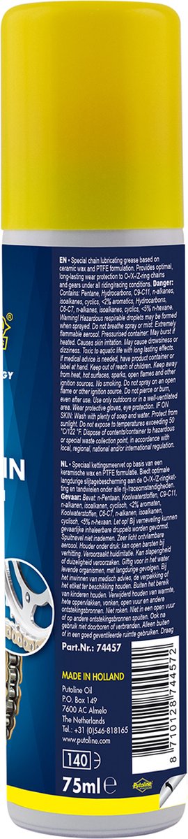 Putoline Ketting Spray - Corrosie & slijtage bescherming - Waterafstotend - Anti-schimmel - 75 ml van Merkloos — afbeelding 2