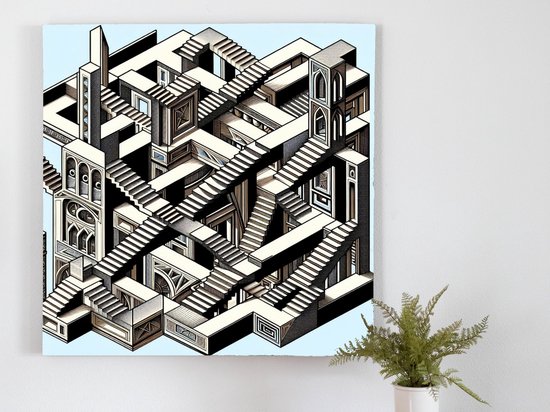 Modern escher schilderij | Virtueel labyrint: hedendaagse interpretatie