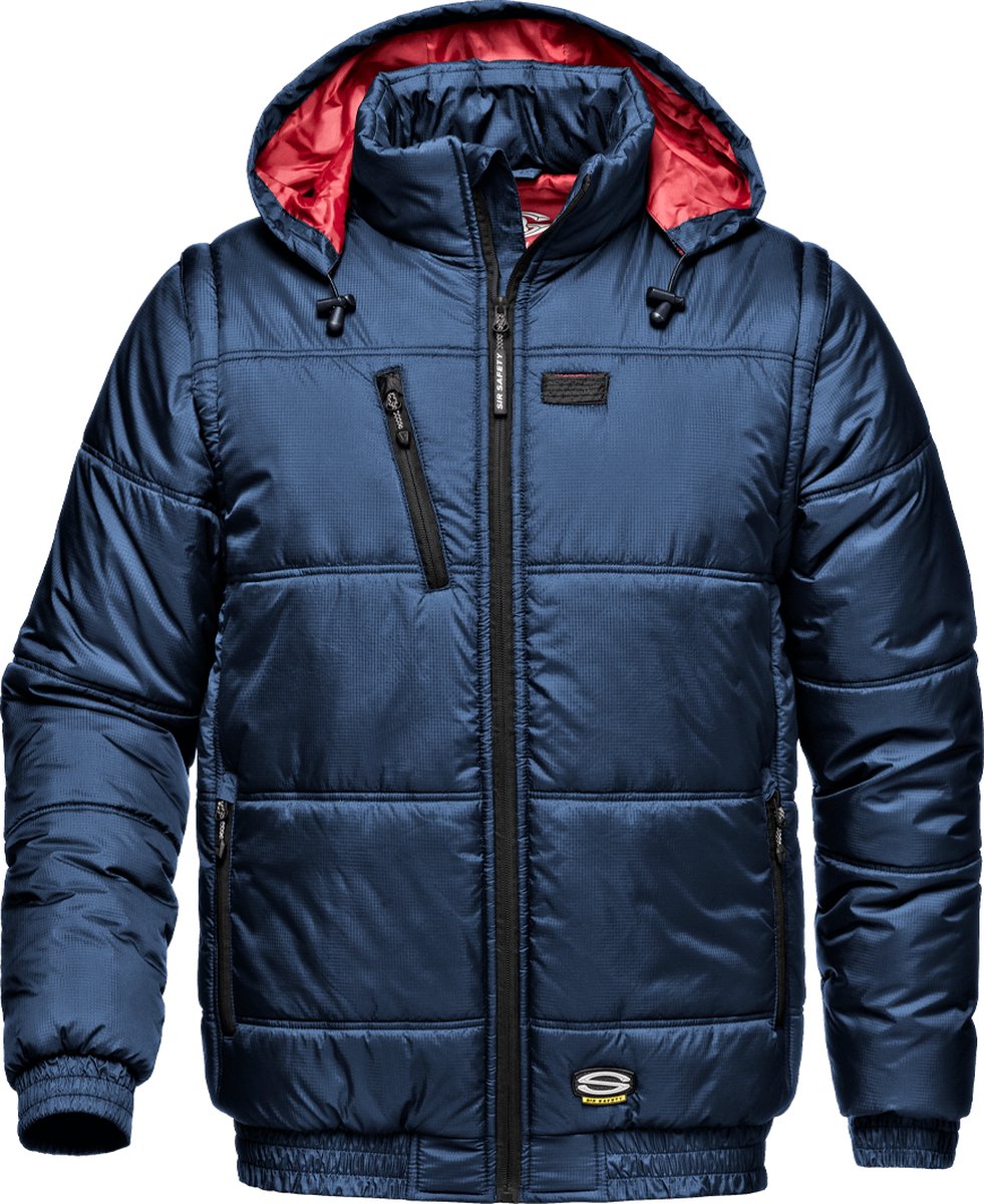 SIR SAFETY PATROL ADVANCE Gevoerde Werkjas HEREN Veiligheidsjas Blauw - Waterdicht - Afneembare Mouwen - Opvouwbare Capuchon