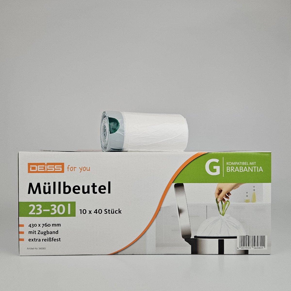 Goedkoopste Witte Vuilniszakken 23-30 Liter | Trekband | 400 Zakken | HDPE | T24 | 43x76 cm - Vuilniszakken Brabantia, Afvalzakken Voor Brabantia Prullenbak Brabantia Touch Bin 30 Liter, Alternatief Brabantia Code G, Hoge Pedaalemmerzakken