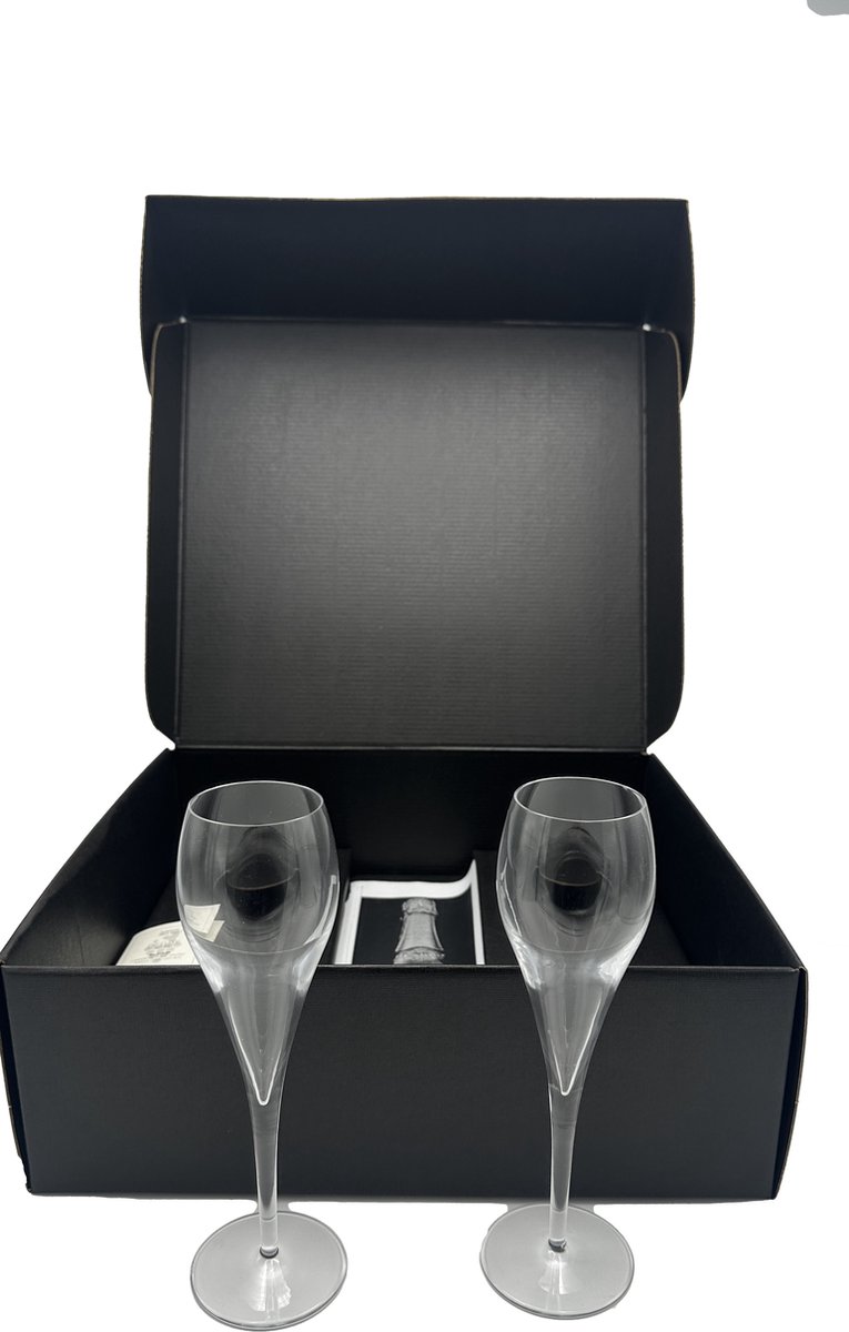 Luxe Geschenkdoos Geschenkverpakking 2 champagne glazen flutes ruimte voor fles