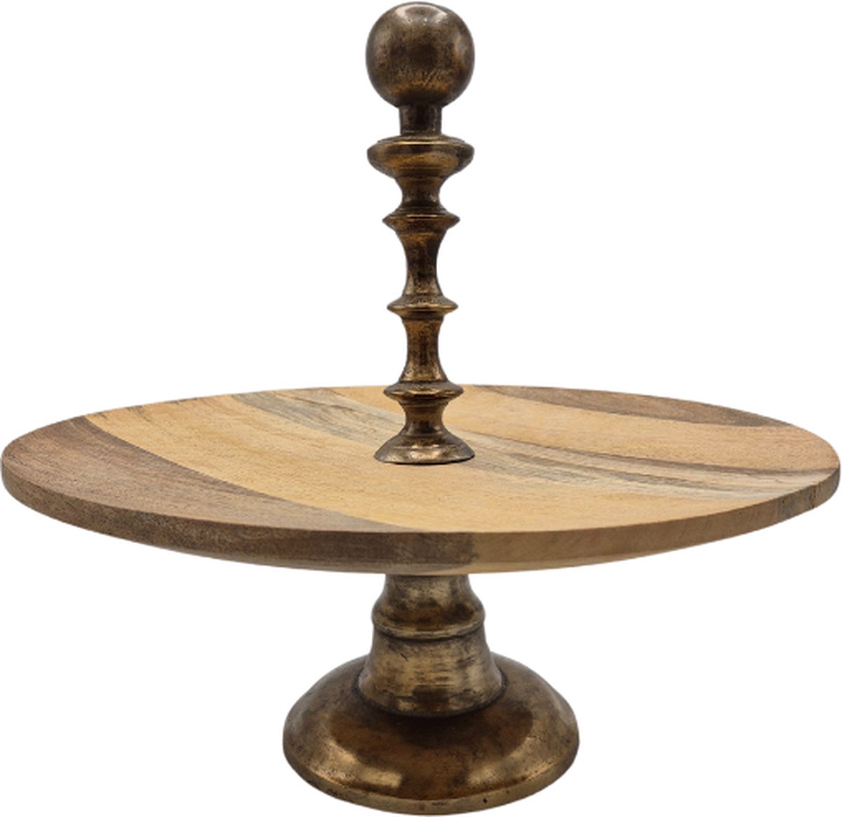 Deco4yourhome® - Etagère - 1 Laags - Hout - Metaal - Antiek Goud - Gold - 40cm
