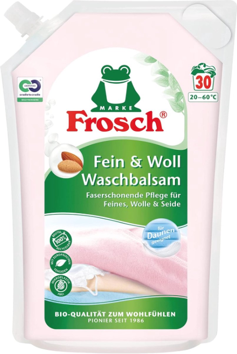 Goedkoopste Frosch Fijnwasmiddel & Wol - Zijde, dons of lingerie - Wasbalsem gel - 1,44L - 30 Wasbeurten - Met amandelolie