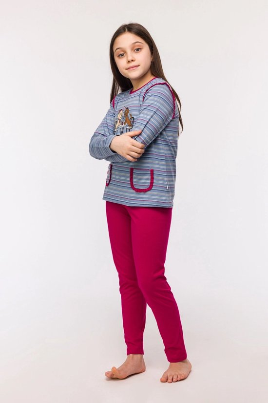 Pyjama Woody filles/femmes - rayé multicolore - labradoodle - 242-10-PLG- S/961 - taille 152