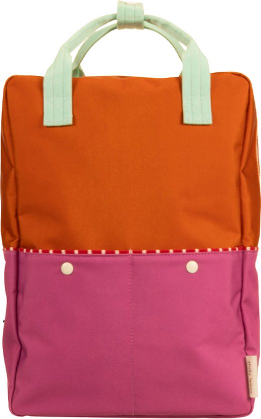 Foto: Sticky lemon backpack boekentas large better together colourblocking gravel orange rosette pink