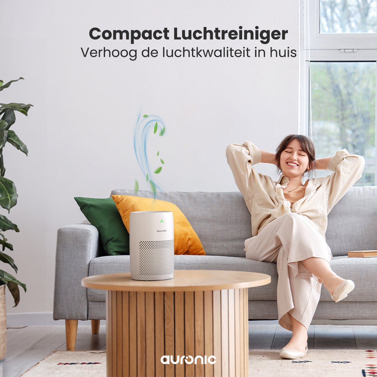 Auronic Luchtreiniger Compact met HEPA 13 Filter, Ionisator en Koolstoffilter - Ruimtes tot 30m² - CADR-waarde van 150m³/u - Air Purifier - Wit — afbeelding 2