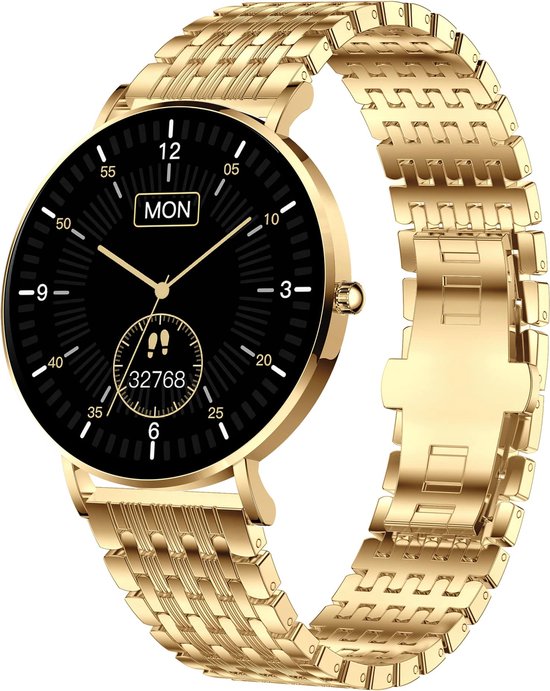 Foto: Xcoast siona 2 elegance goud smartwatch voor vrouwen 4 2 cm 1 3 inch ios android fitnesstracker en sporthorloge voor vrouwen nieuwste generatie 3 delig metalen armband snelwisselfunctie goud ip68 waterdicht hartslag bloeddruk bloe