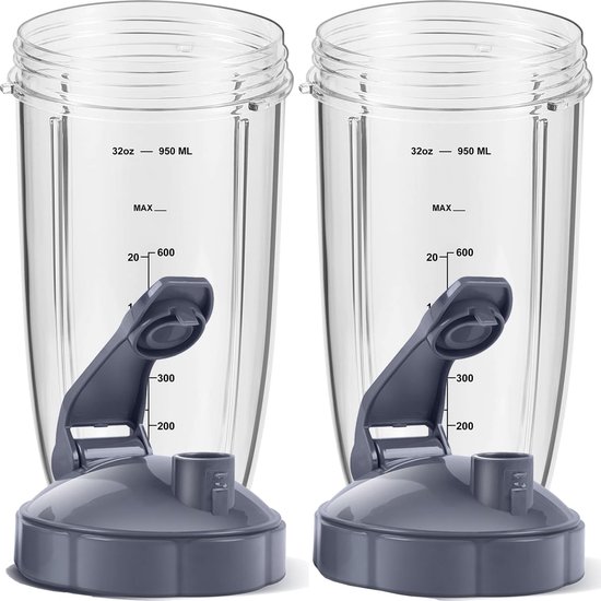 Foto: Blenderaccessoire 4 stuks vervangende blenderbekers geschikt voor nutribullet blender 2x 32oz bekers met 2x flip top to go deksel blenderaccessoires compatibel met geschikt voor nutri bullet 600w 900w blenders extra rubberen pakking