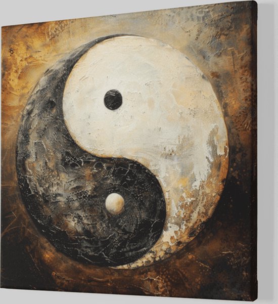 Peinture sur toile carrée - Abstrait - Yin et Yang - 100x100x2 cm