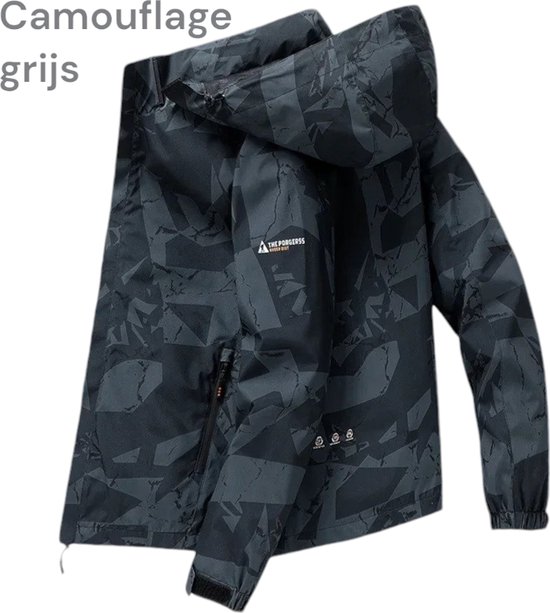 Aventury® Windjack - Windjack Heren - Regenjack - Regenjas Heren - Regenjas - Outdoorjassen - Maat XL - Camouflage grijs