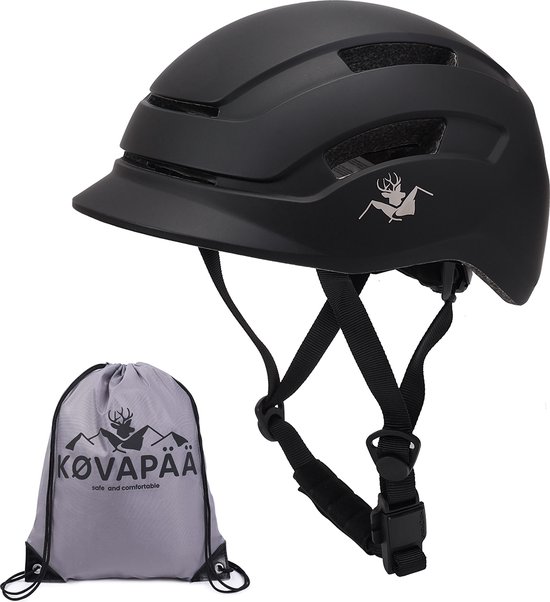 Køvapää Espoo 2.0 Casque de vélo - Zwart- Taille M - Fermeture magnétique facile - Casque de vélo avec Siècle des Lumières - Casque de vélo Adultes - Casque de vélo femmes - Casque de vélo hommes - Vélo électrique -