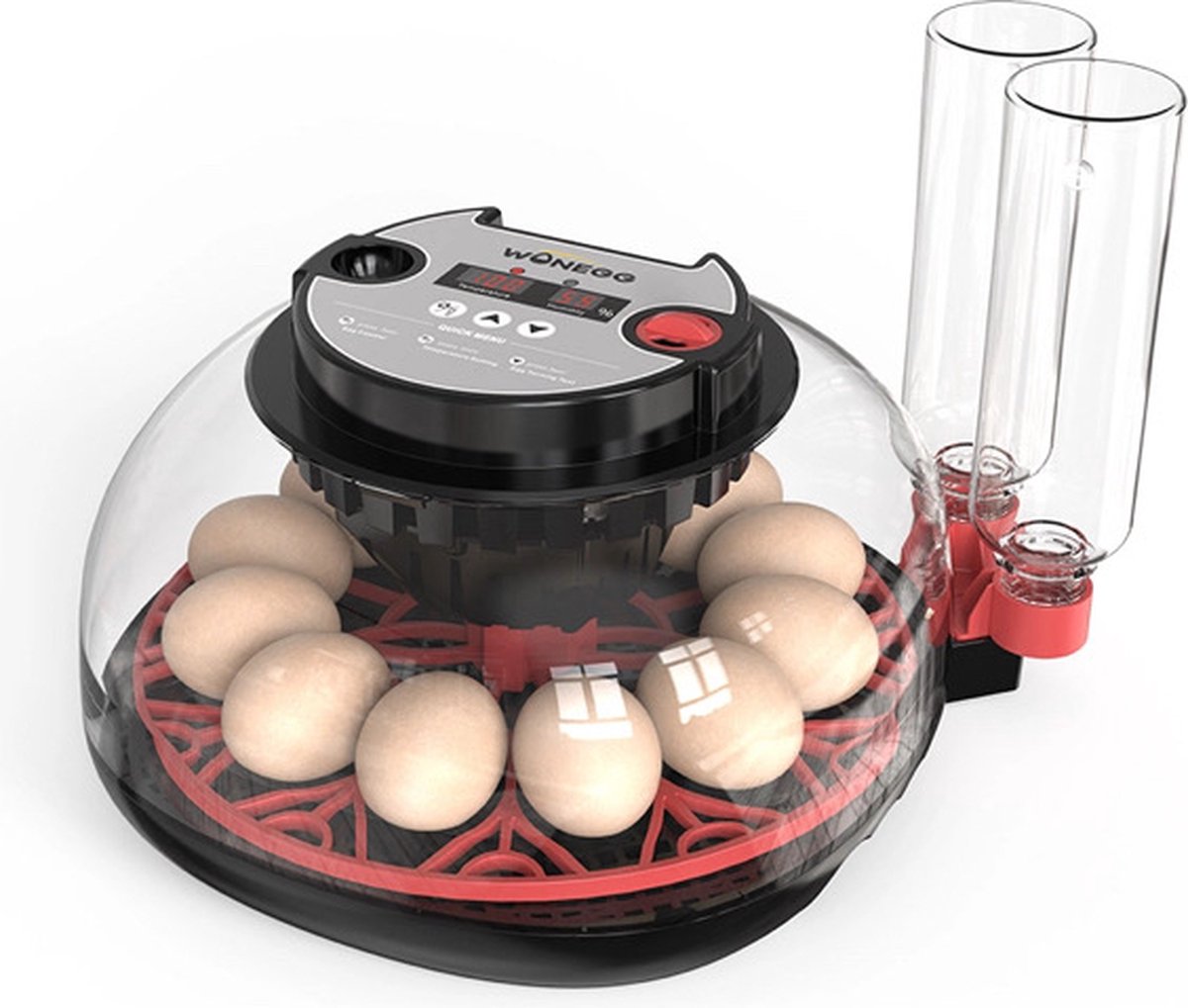 Volautomatische broedmachine voor 12 eieren met schouwlamp