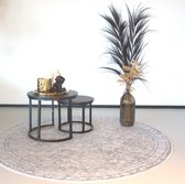 Bol.com Vloerkleed rond vintage 180cm wit dof blauw perzisch oosters tapijt aanbieding