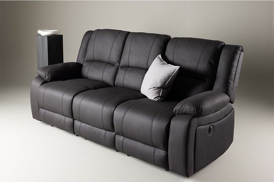 Singapore bank 3-zits fauteuil zwart.
