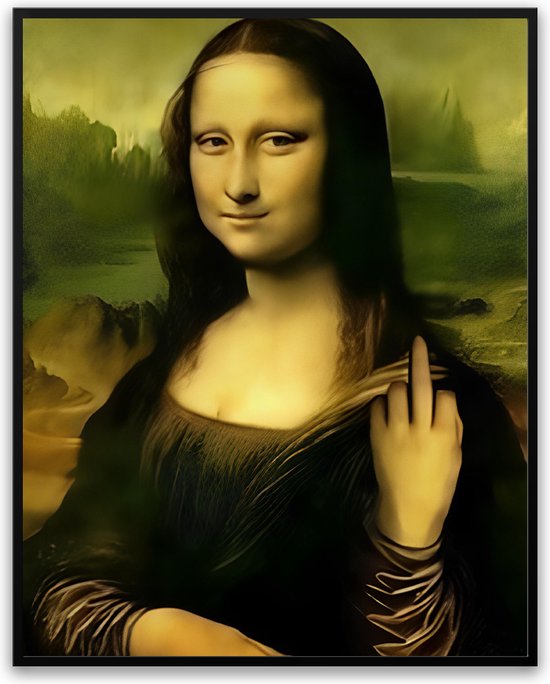 Dorugage Mona Lisa badkamer kunst | Mona Lisa houdt haar neus foto