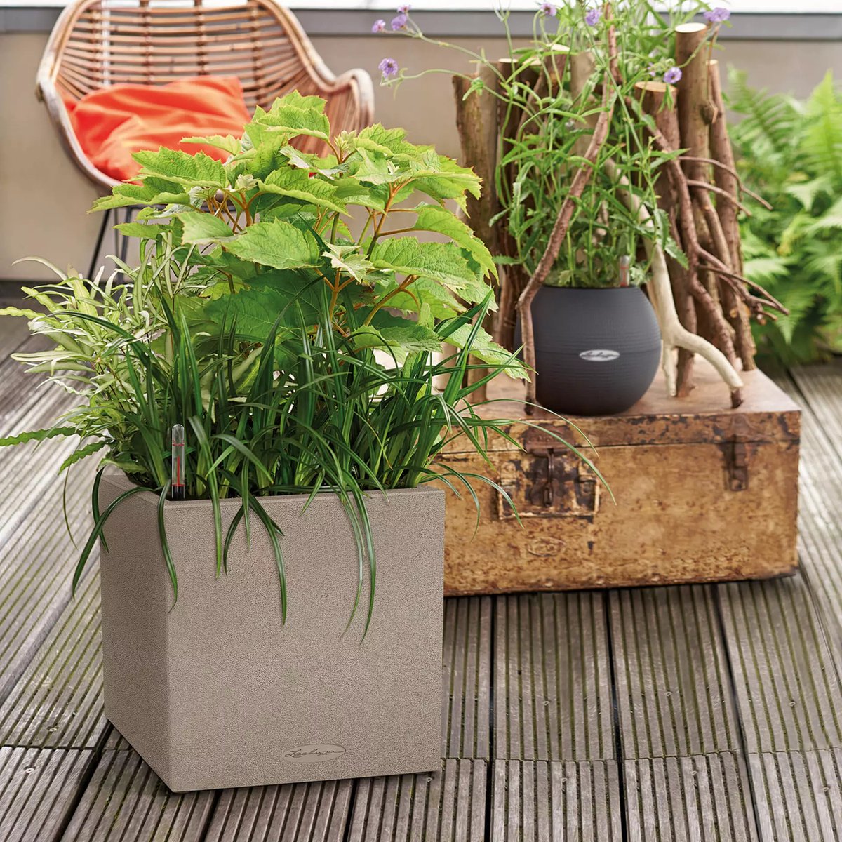 Lechuza Canto Stone 30 low - planter - with removable inner pot