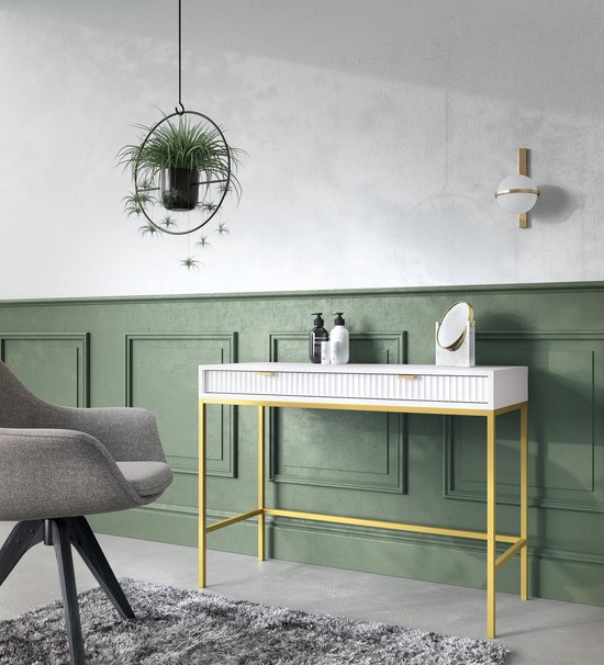 Selsey Vellore - Toilettafel 104 cm - wit met geribbelde fronten en ...