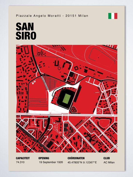 Poster San Siro - Stade AC Milan - Poster du stade - 50 x 70 cm