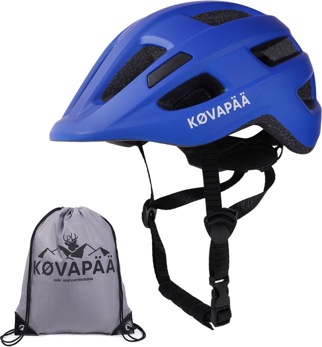 Køvapää® Lappi Fietshelm Kinderen - Blauw - Maat 52-56 cm - 5 jaar tot volwassen -S/M - Fietshelm Jongens - Fietshelm Meisjes - Fietshelm Kind