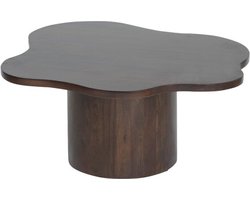 Salontafel Fiore Massief Mangohout Walnoot 98x90x40 cm - Organische Woonkamertafel - Unieke Houten Salontafel - Stijlvol en Tijdloos Design
