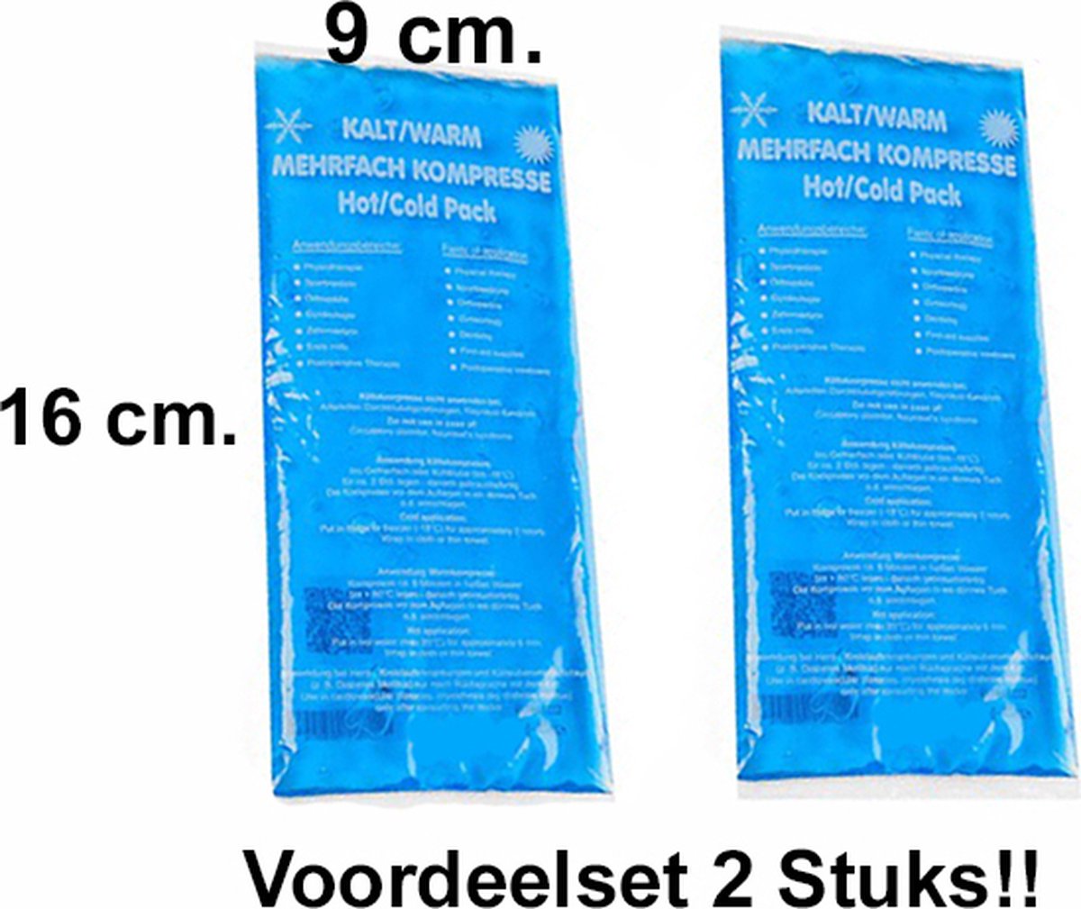 Goedkoopste Rojafit - Hot/Cold pack - 9 x 16 cm.- KLEIN - Herbruikbaar - Flexibel coolpack / icepack / gelpack - Voordeelset a 2 Stuks!!