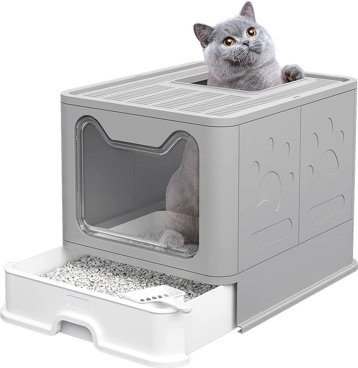 Bol.com Automatische Kattenbak - Zelfreinigende Kattenbak - Kattentoilet met Lade aanbieding