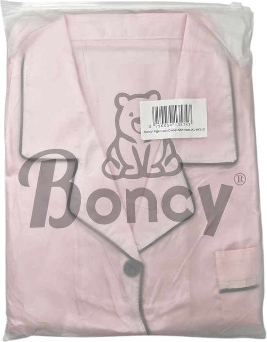 Boncy® Set Pyjama Femme Satin Rose Short - Pyjama Vêtements de nuit Adultes - Bas de Pyjama Fille - Taille L
