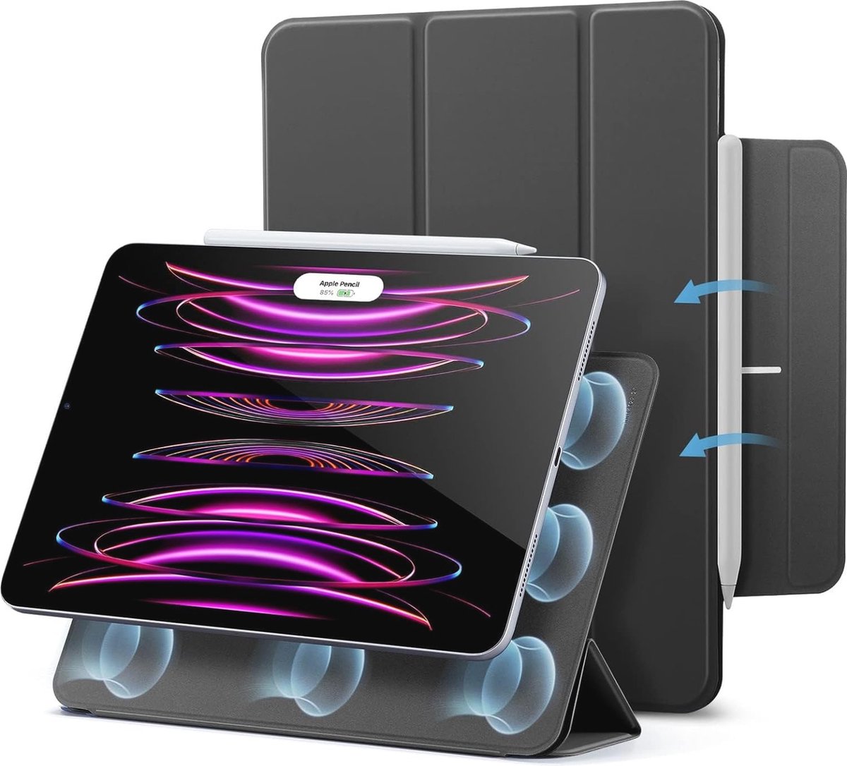 Magnetische Smart Case voor iPad Pro 12.9 Inch - Auto Sleep/Wake, Ondersteuning voor Potlood 2, Trifold Stand - Zwart