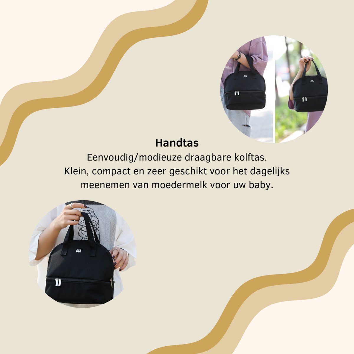 Goodston - Kolftas - Zwart - Compact - Klein - Moedermelk tas - Moedermelk koeltas - Koeltas - Babyfles koeltas - Babymelk koelen - koeltas borstvoeding - Luiertas - Luiertassen - Rugtas dames - Rugtas meisje - Rugtassen – foto 5
